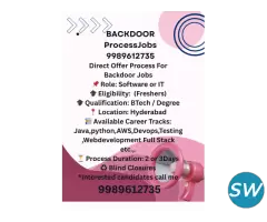 BACKDOOR JOBS IN HYDERABAD
