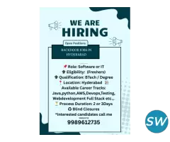 BACKDOOR JOBS IN HYDERABAD