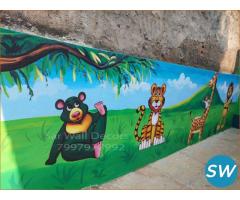 Anganwadi School Cartoon Wall Painting From Saidabad - 1