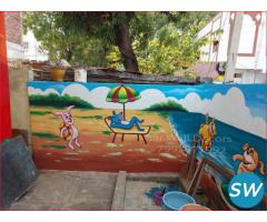 Anganwadi School Cartoon Wall Painting From Saidabad
