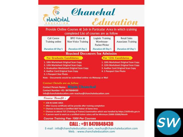 Title:- Chanchal Education is providing Online Training of Telecom, Logistics, Retail Sector with 10 - 1