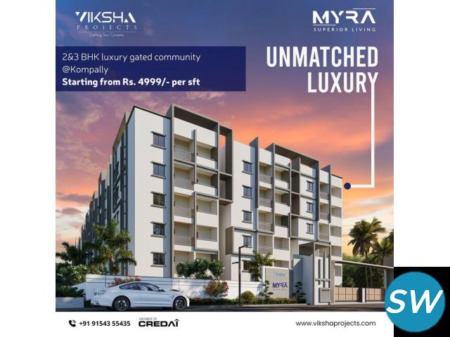 2 BHK flats for sale in Kompally | Myra Project - 1