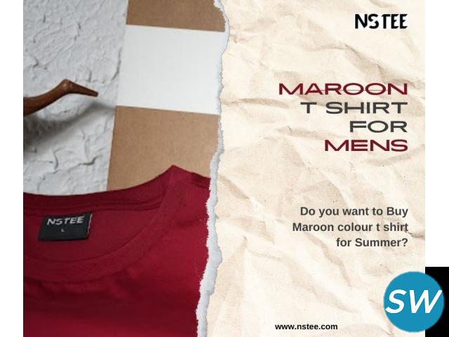 Maroon colour t shirt - 1