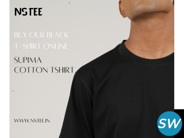Black cotton t shirt - 1
