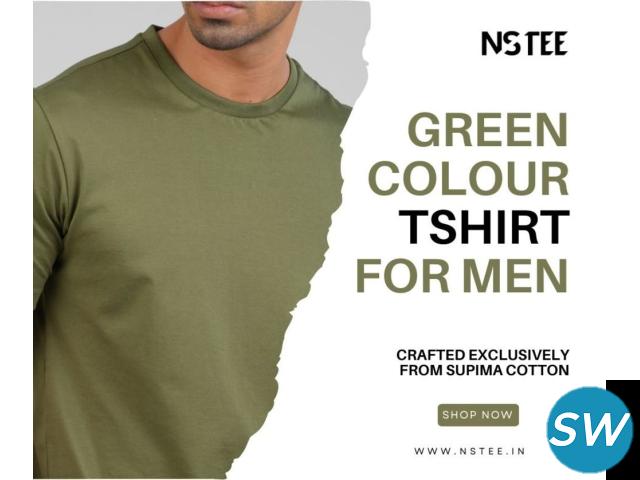 Green colour tshirt for men - 1